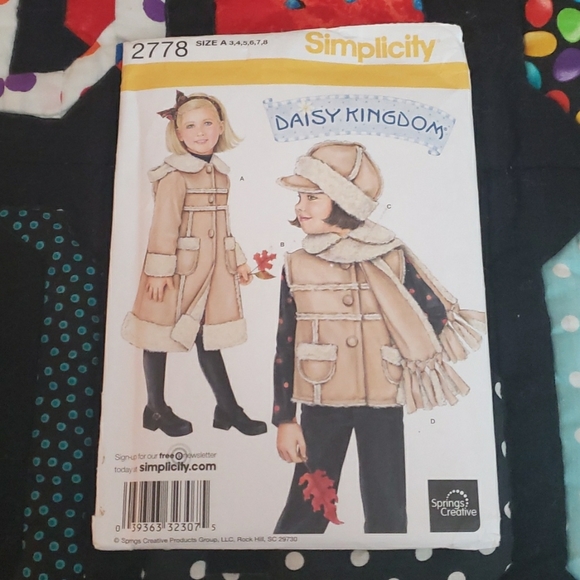 Daisy Kingdom Child's Simplicity Pattern #2778 - Picture 1 of 3
